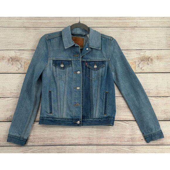 Levi's Multi Wash‎ Denim Trucker Jean Jacket Women's XS Blue Light/Medium Wash - Picture 1 of 9